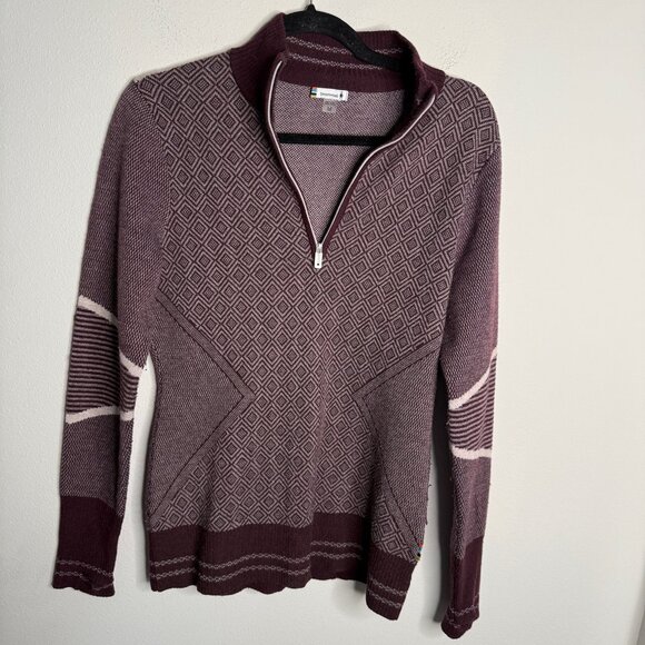 Smartwool Women's Purple Dacono Merino Wool 1/2 Zip Sweater -Size M Medium - Picture 2 of 6